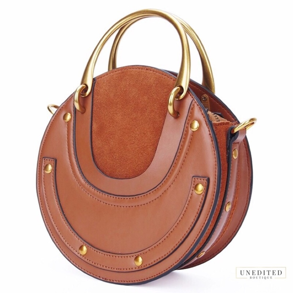 Circle Top Handle Crossbody - Saddle - Picture 2 of 7